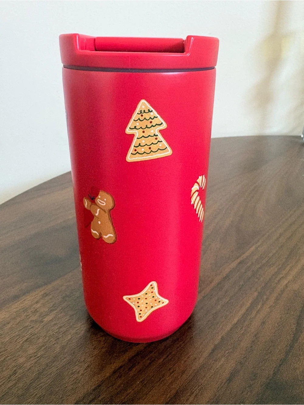 Starbucks Red Holiday Travel Tumbler with Festive Cookie Stickers